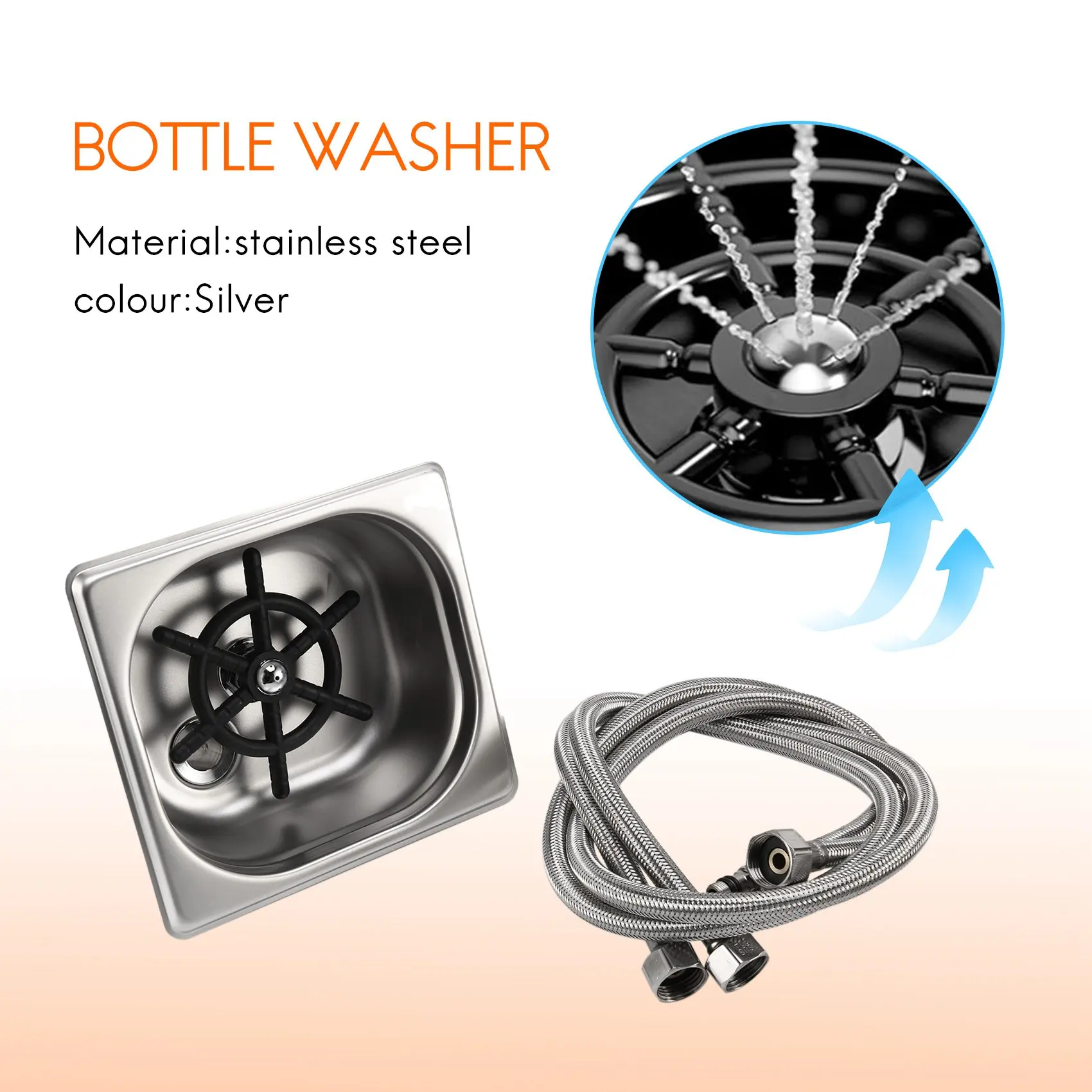 Cup Washer,Stainless Steel Automatic Cup Washer Glass Cleaning Rinser Bar Rinser Glass Rinser,Kitchen Sink Accessories