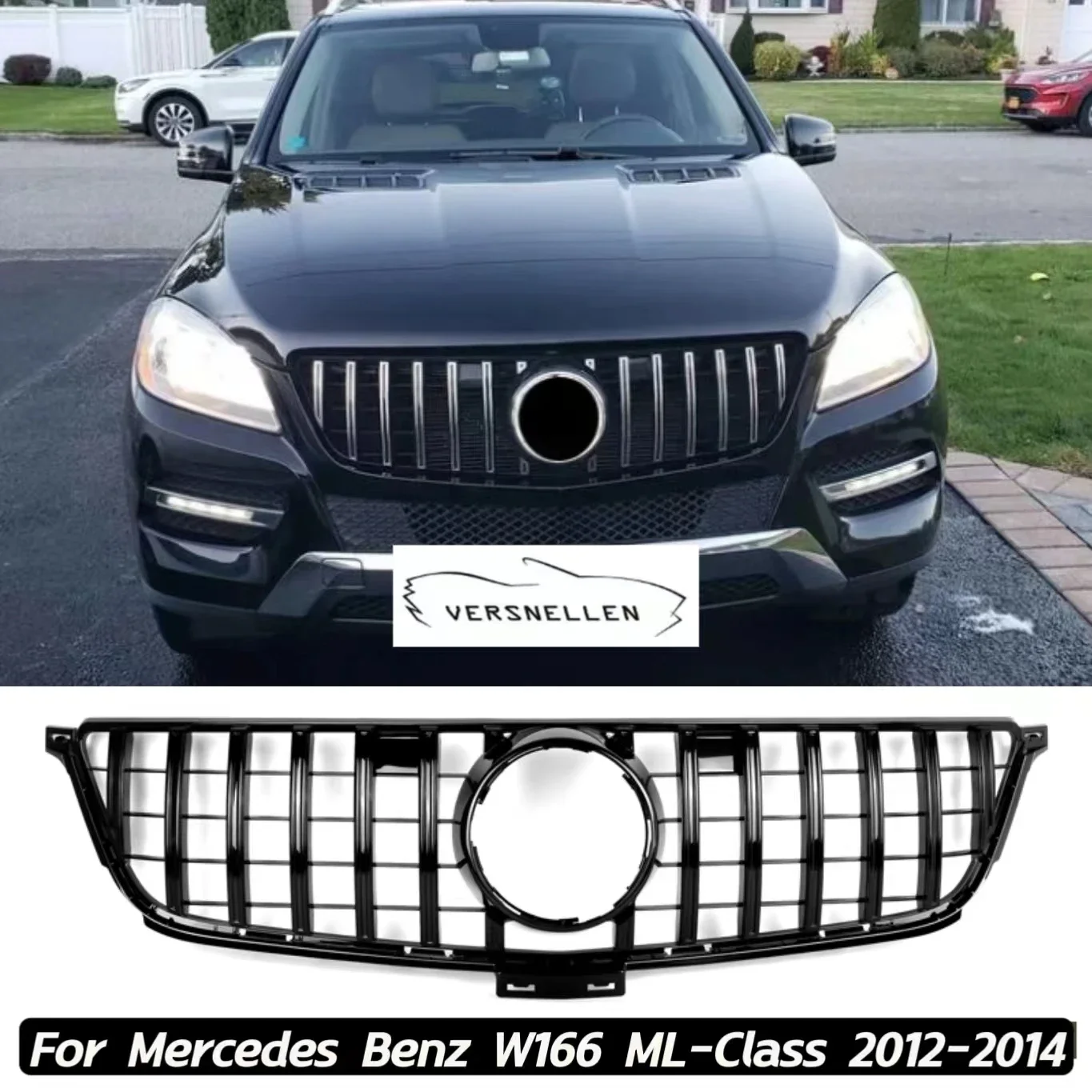 

Chrome Diamonds Style Front Racing Grille For Mercedes Benz ML-Class W166 2012-2014 ML350 ML550 Black GT Style Bumper Grilles