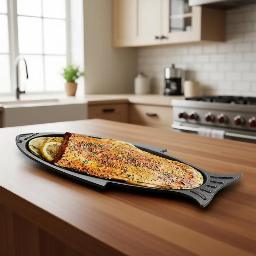 

Черная чугунная сковорода-гриль и сковорода для подачи блюд, 18,9 x 7,28 x 0,98 дюйма