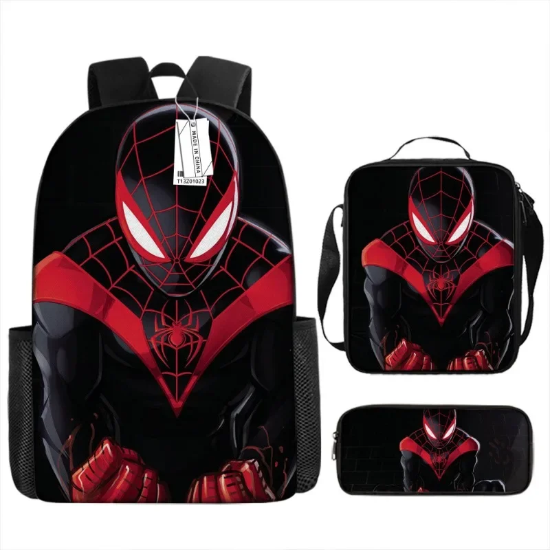 3pcs MINISO Disney 2025 Superhero Spider Man Colorful Backpack with Lunch Bag Rucksack Casual School Bags for Boys Student Sets