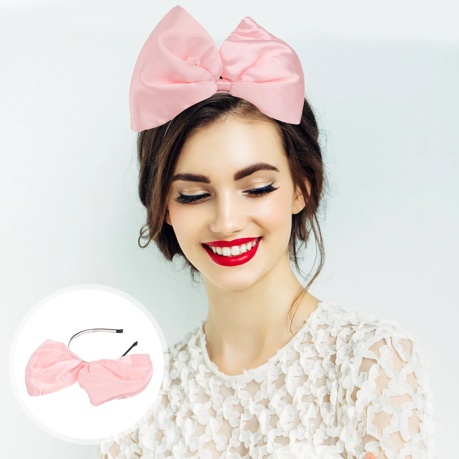 

Bowknot Headband Oversized Pink Christmas Party Hair Accessories Lightweight Woman Hair Bands Eye-Catching Decoration