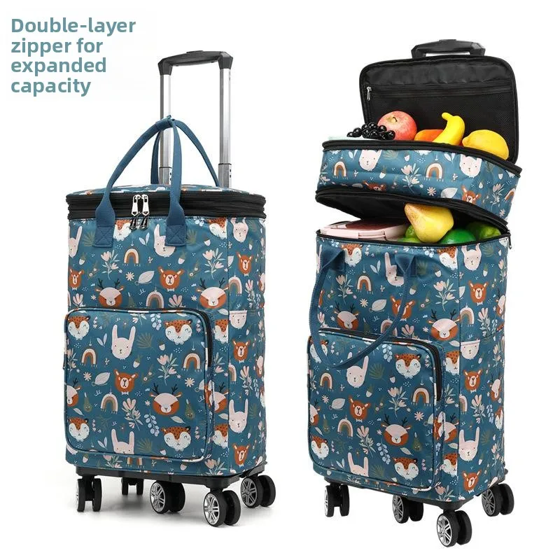 

Retractable Handle op Bag Lightweight op Cart Vegetable Bung Pull Car Cam 0 Sets Foldable Ox Cloth