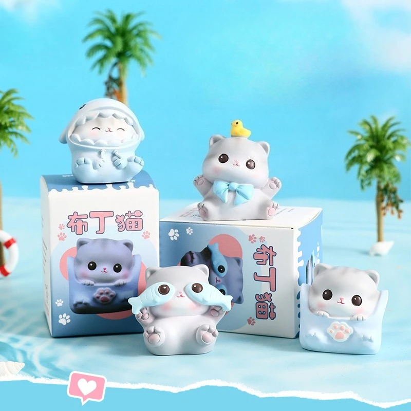

1PC Random Mini Cat Ornament Resin Cute Cat Figurine for Desk Office Car Decor Stress Relief Gift Trendy Blind Box Accessory