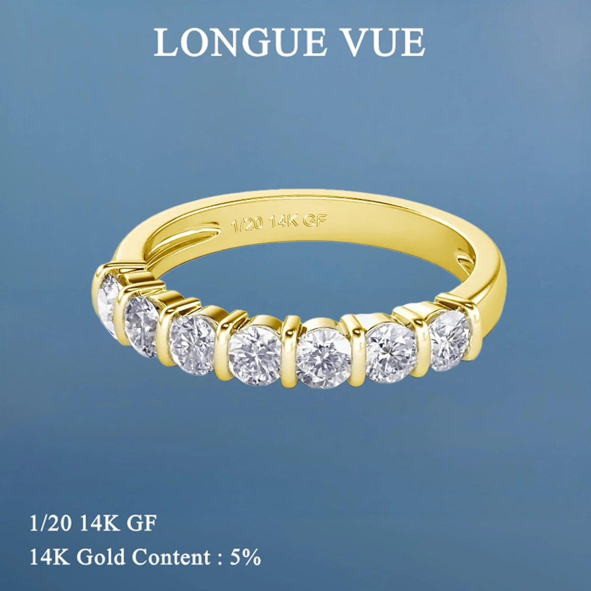 

Real Moissanite Diamond Stackable Rings for Women 14K Gold Filled Half Eternity Wedding Band Jewelry Daily Wear