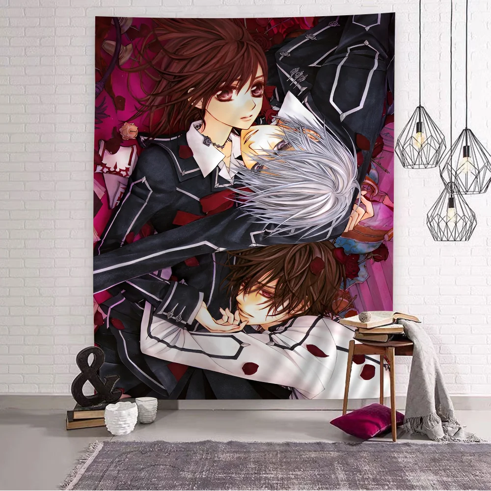 Vampire Knight Manga Cover Wandteppich – Gothic Vampire Romance, Shoujo, stilvolle Raumdekoration für Vampire- und Romance-Anime-Fans