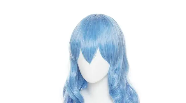 70cm Long Blue Wavy Wig Heat Resistant Synthetic Hair Cosplay Costumes Halloween Party +Free Wig Cap