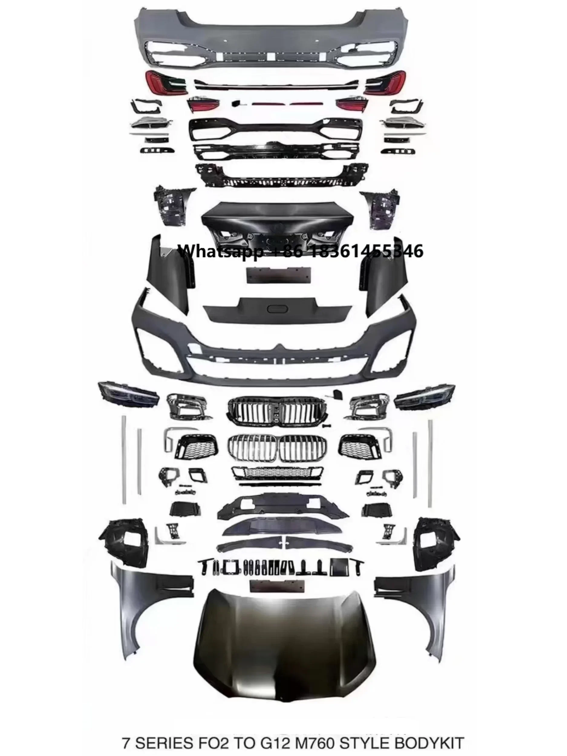 For 7 Series F02 modified G12 M760 style Front Rear bumper Headlight Tail light Hood Fender Car Accessories Body kit