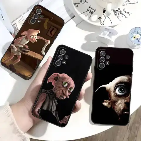 P-Potters CUTE D-Dobby Funda de teléfono para Samsung S 25,24,23,22,30,21,10,9,Ultra,Plus,Lite,FE,4,5G Funda blanda negra