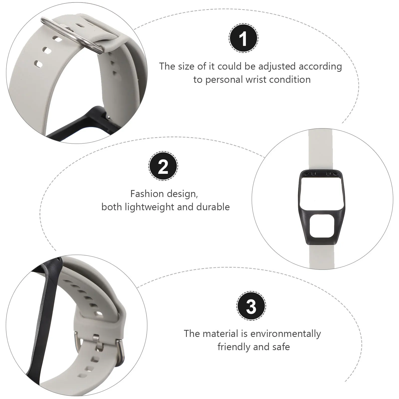 

Single Color Watch Band Premium Silicone Adjustable Comfort Fit Full Screen Access Easy Install Multiple Colors Style Match For