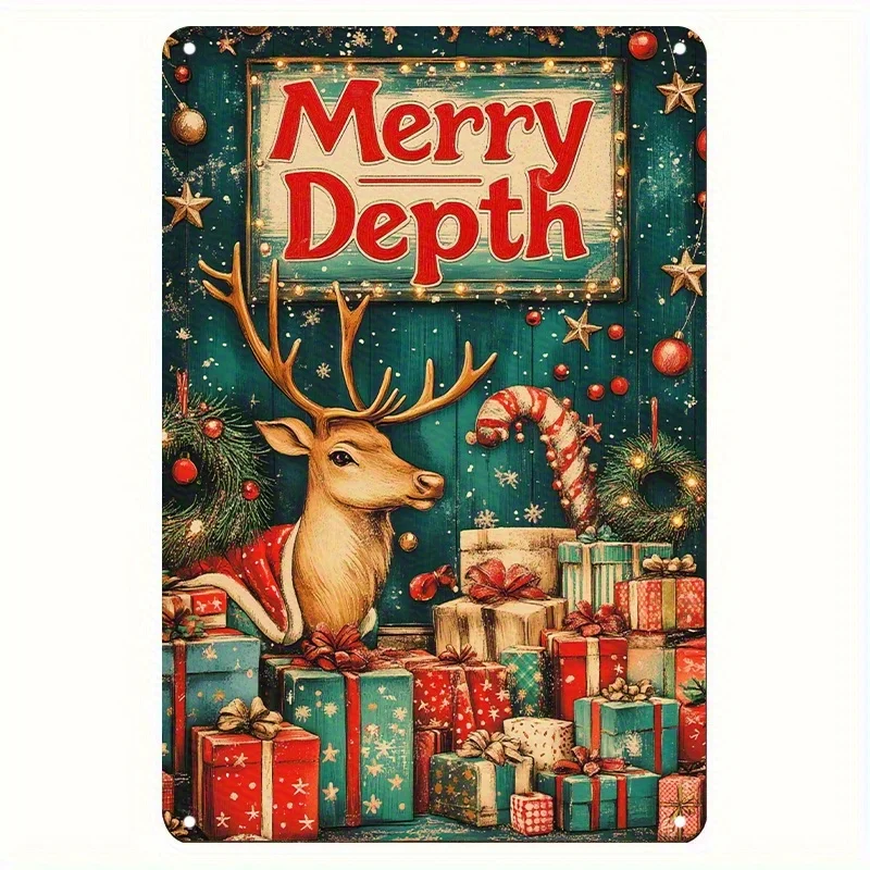 Decorative slgns& PlaquesMerry Christmas Rustic Tin Sign- Distressed Finish, Easy-Hang Decor for Home, Kitchen, Dining Room& Mor