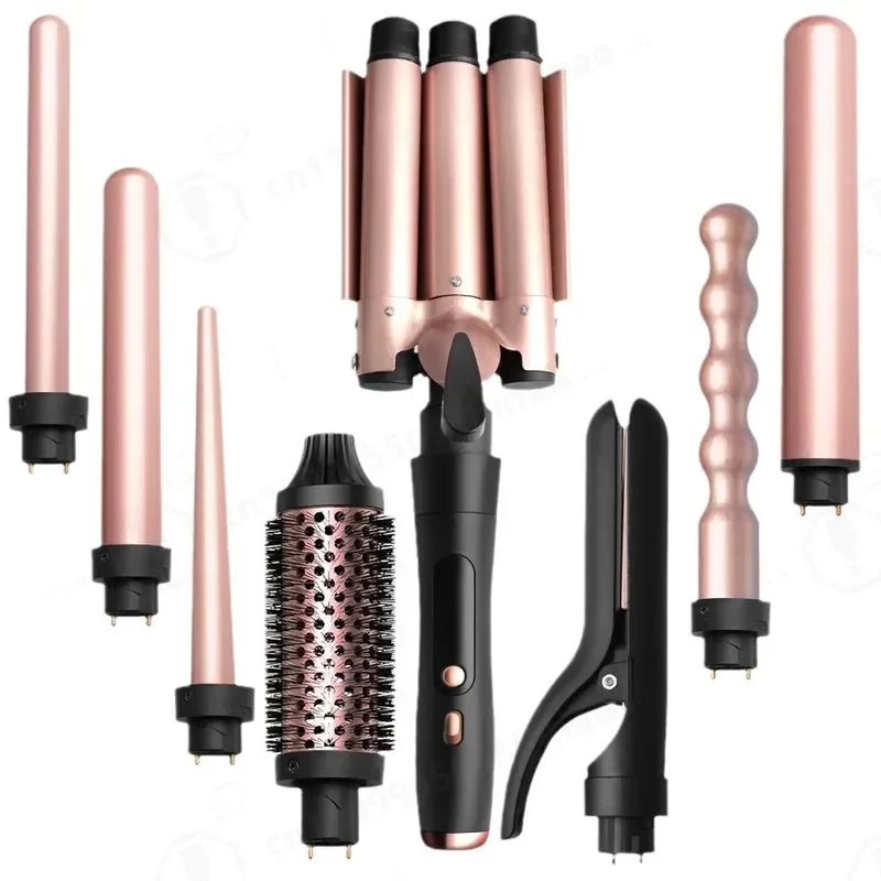 Multi-head Curling Iron 8-in-1 Head Change Curling Iron Set Removable Combination Multi-tube Straight Hair