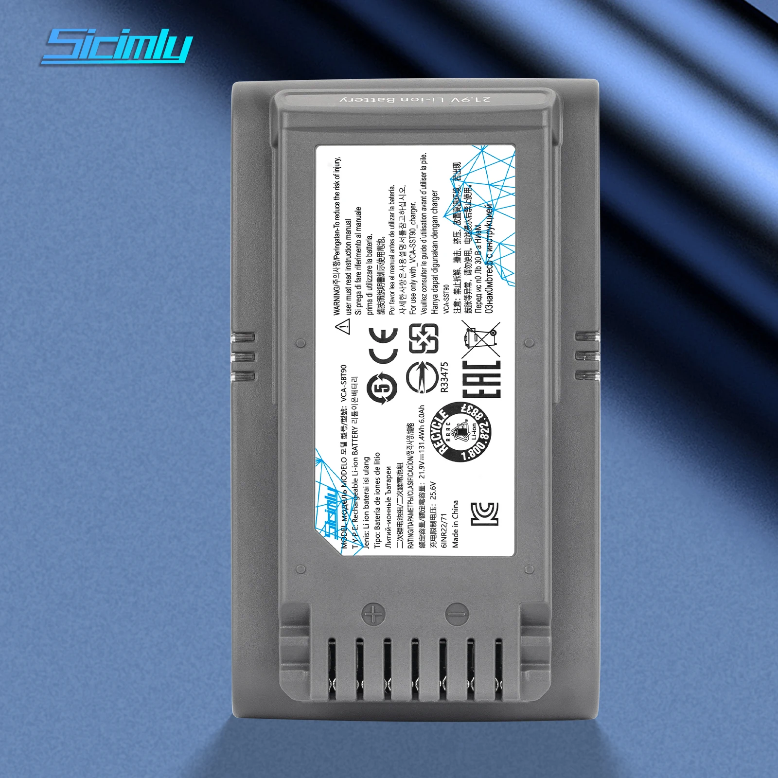 6000mAh VCA-SBT90 Vacuum Cleaner Battery For Samsung JET75 JET90 JET90E VS9000 VS20R9074S2 VS20T7551P5 VS20R9078S2