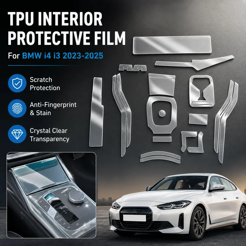 For BMW i4 i3 2023 2024 2025 TPU Transparent PPF Protection Film Accessories Interior Navigation Gear Panel Center Console