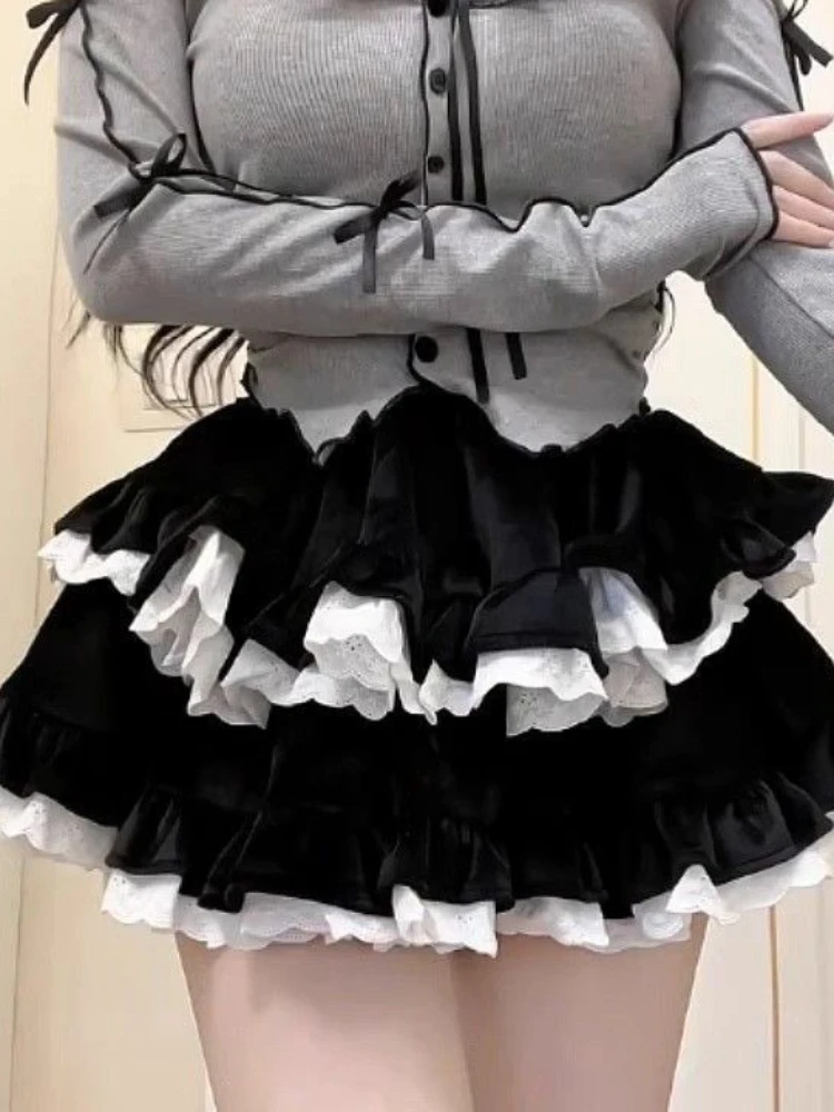

Лоскутные юбки с оборками, женские милые модные бальные платья в стиле Лолиты в стиле JK, летняя уличная одежда в стиле ретро Y2k, эстетичная повседневная одежда в стиле Харадзюку