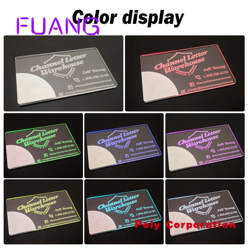 Custom  LINLI Patent Flashing Glowing Personal Name Card for Promotional, Branded Advertising Acrylic Business LED  Card