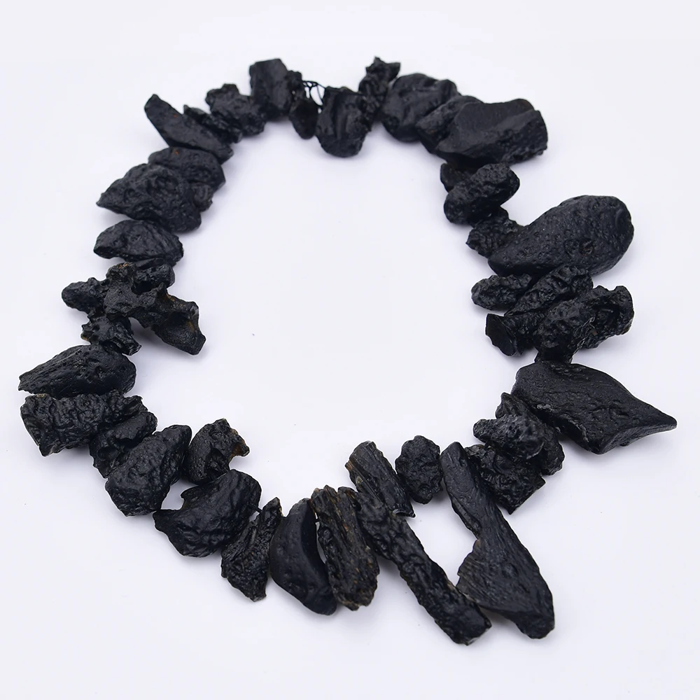APDGG Natural Black Meteorite Stone Top Drilled Rough Raw Loose Beads 16'' Strand Jewelry Making DIY