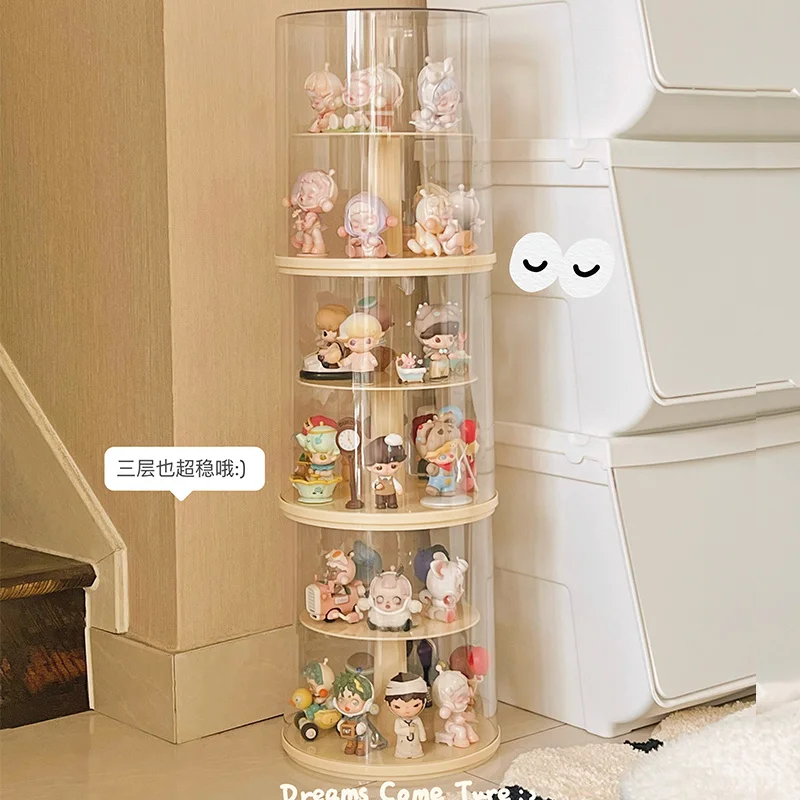 Rotating Blind Box Multi-Layer Storage Box Display Rack Dustproof And Moisture-Proof Pop-Mart Doll Display Box Acrylic Cover