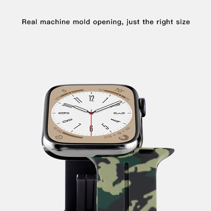Camouflage Silicone Strap For Apple Watch Ultra2 Band 49mm Magnetic Sport Bracelet Series 10 9 8 7 46mm 44mm 45mm 41mm 40mm 42mm