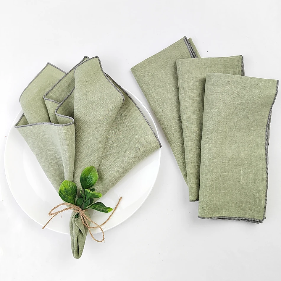 

Set of 10 Napkin Cloth Made of 100% Pure Linen Eco-friendly Durable Ideal for Wedding Family Gathering Picnic and More