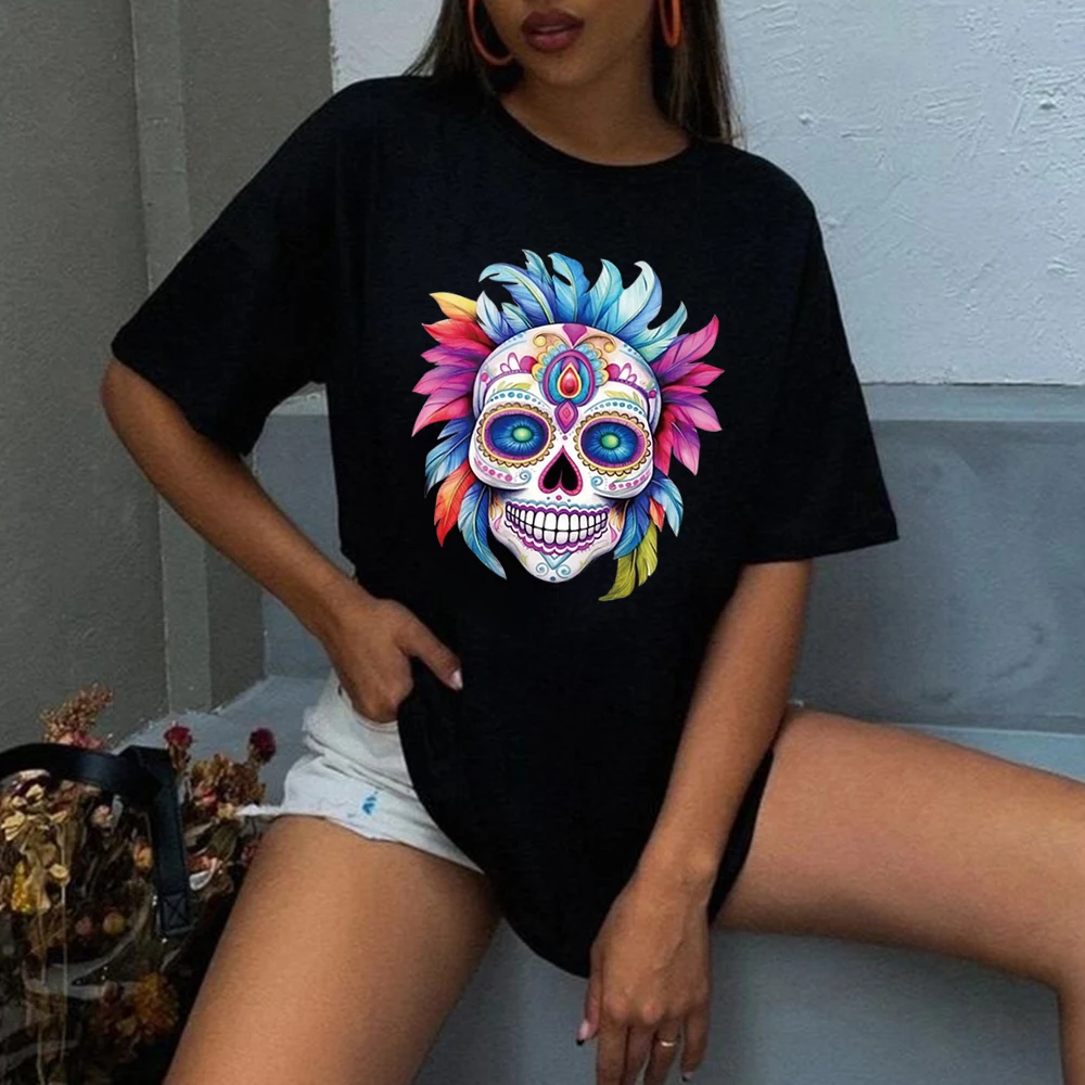 طلاء ساخن بطباعة نقل الحرارة ، يوم الجمجمة الميتة ، ملابس تصنعها بنفسك ، زخرفة المنسوجات ، معجون كي ، قابل للغسل