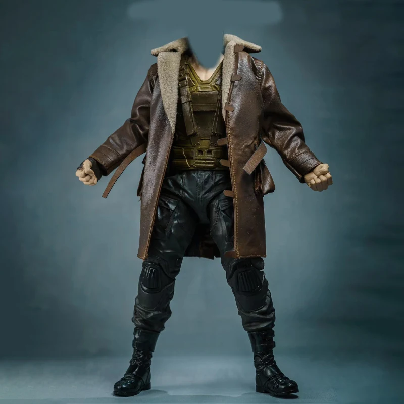

1/10 Scale Male Brown PU Made-old Fur Collar Coat One Leather Jacket Hooded Long Outwear Coat For 7" 20cm C4 Action Figure