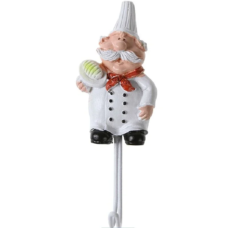 Cute Cartoon Chef Shape Decorative Hooks Wall Key Holder Door Clothes Coat Hat Hanger Kitchen Bathroom Towel Hooks Wall Hanging view 3