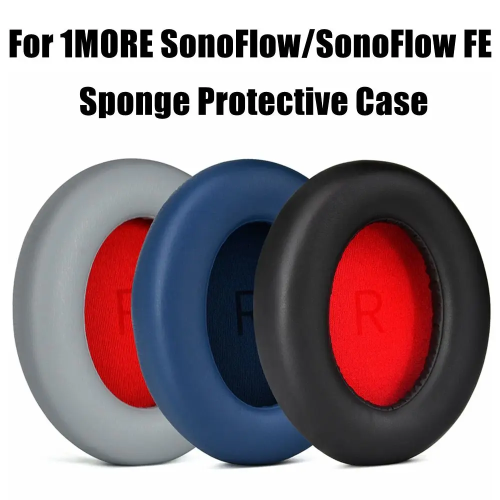 1Pair Protein Leather Ear Pads Replacement Comes with Buckle Earmuff Soft Ear Cushion for 1MORE SonoFlow/SonoFlow FE