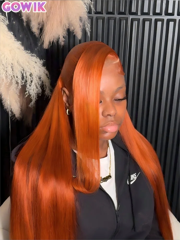 

Парик из натуральных волос Ginger, окрашенный, прямой, 13x6, с HD-кружевом, бразильский, с кружевной передней частью, плотность 250, предварительно выщипанный, 30 дюймов