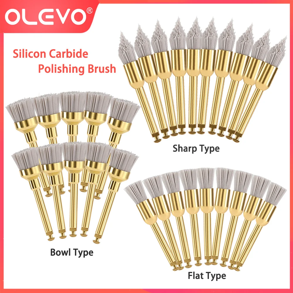 

OLEVO 20Pcs Dental Polishing Brush Silicon Carbide Disposable Teeth Polisher Tool Flat Sharp Bowl Type Dentist Cleaning Material