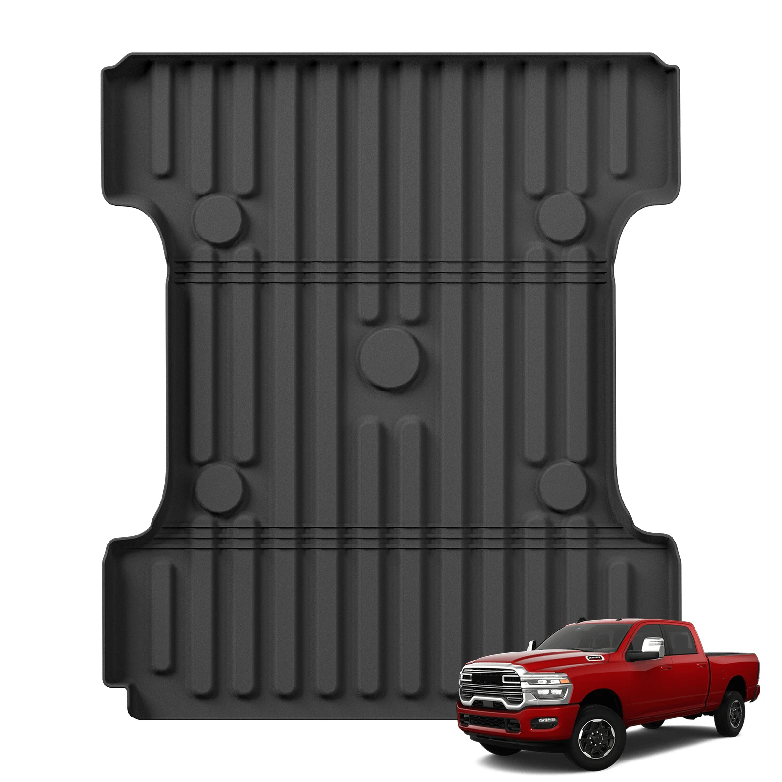 LUCKEASY 6.4FT Truck Bed Mat for Dodge RAM 2500/3500 2002-2025 2026 & Ram 1500 Classic 2019-2024 & Ram 1500 2002-2018 TPE 3D Pad