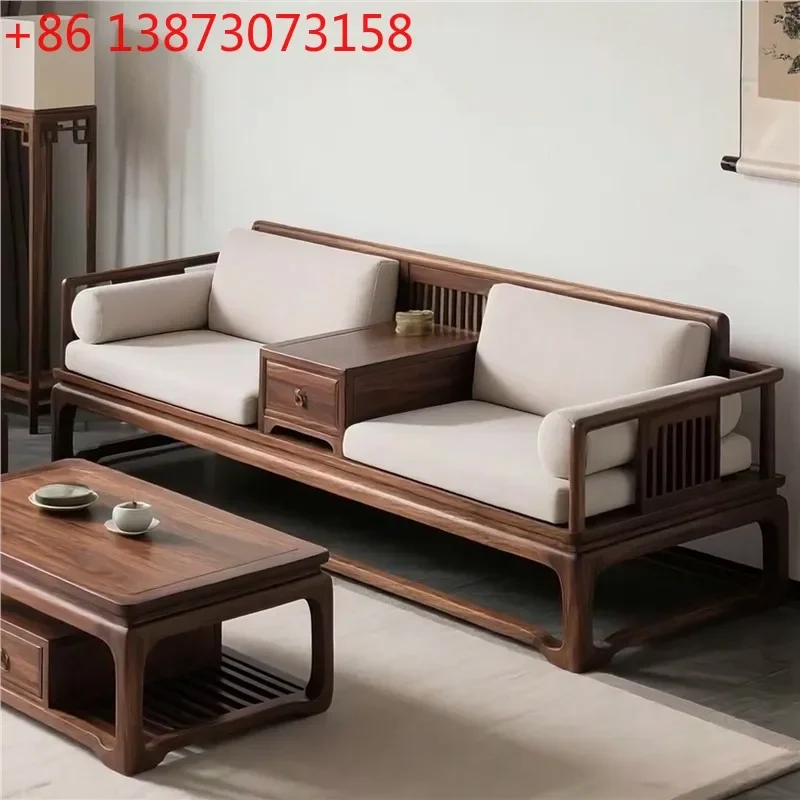2025 New Song's Aesthetic Arhat Bed New Chinese North American Black Walnut Solid Wood Sofa