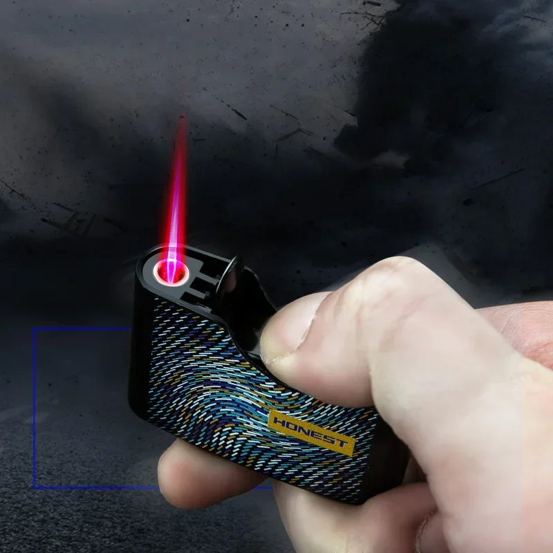 2024 Honest Metal Jet Torch Turbo Lighter  Windproof Red Flame Gas Butane Lighter Cigar Cigarette Lighter Smoking Accessories