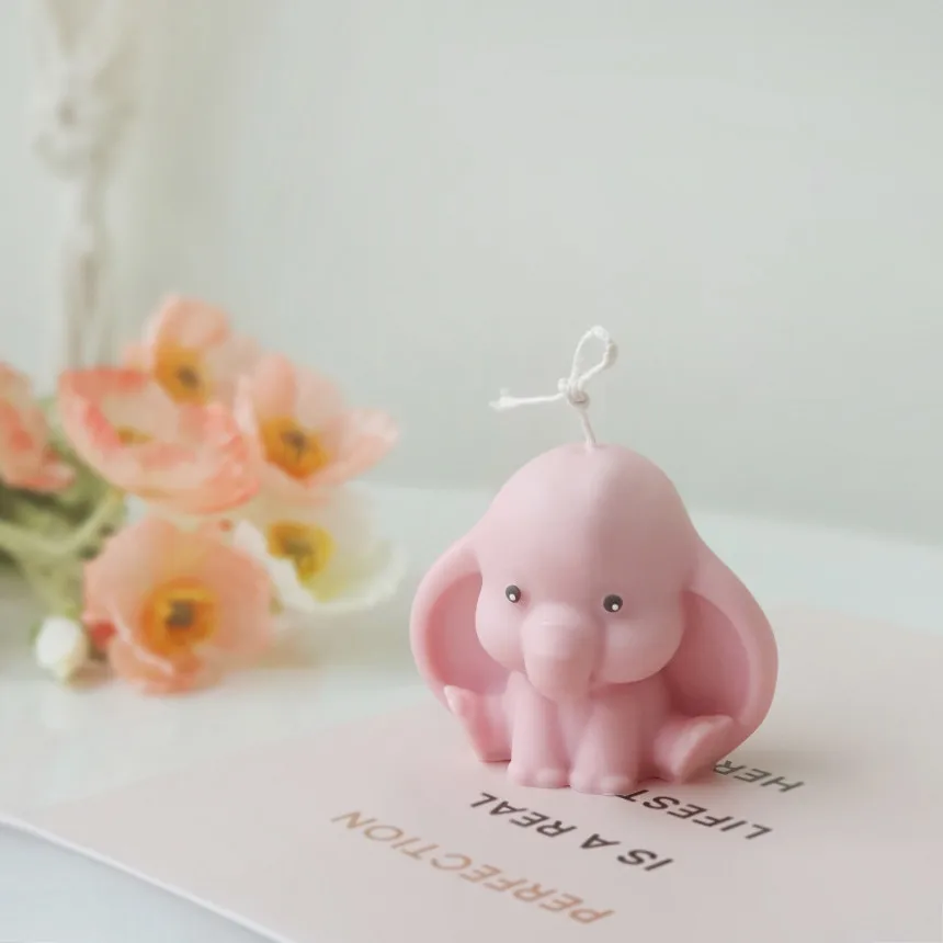 Baby Elephant z duże uszy świeca silikonowa formy dla DIY Handmade świeca aromaterapeutyczna tynk ozdoby foremka do mydła rękodzieła