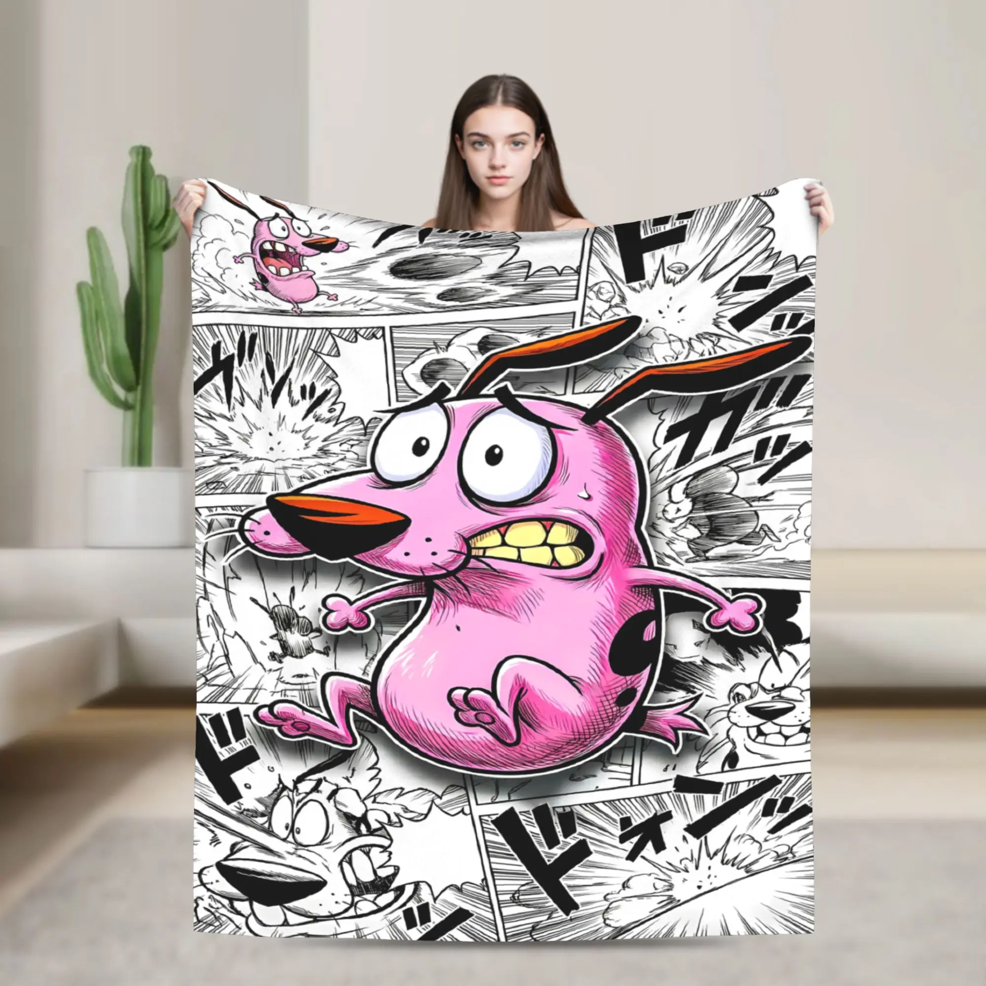 Cartoon Courage Cowardly Dog Blanket Quality Super Warm  Throw Blanket Winter Girls Boys Outdoor Print Bedspread