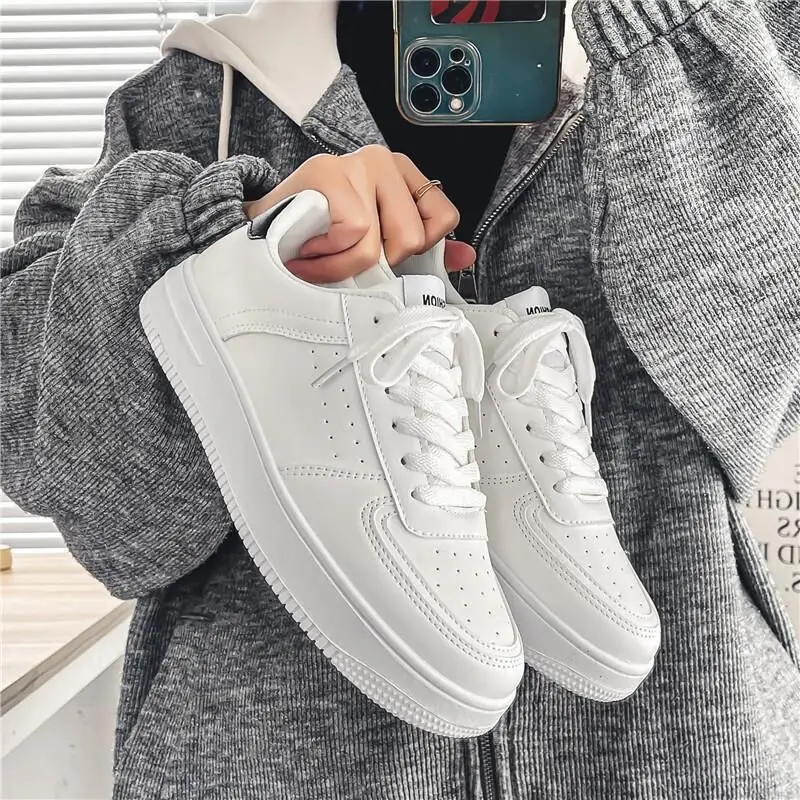 Klassieke Witte Schoenen Voor Mannen Korea Stijl Trendy Student Schoenen Voor Mannen Ademende Chunky Causale Mannen Schoenen Vier Seizoenen Sneakers