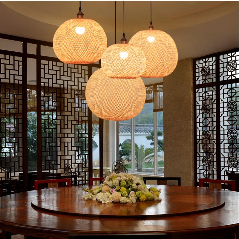 Handmake Bamboo Chinese Style Pendant Light Hanging Lamps for Dining Room Living Room Decor Restaurant Loft Luminaire Hanglamp