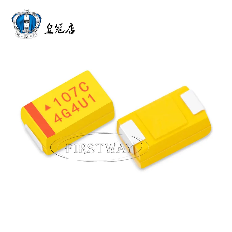 10PCS/LOT SMD tantalum capacitors 107C 100UF 16V D 7343/2917 10% Yellow Polar tantalum capacitors