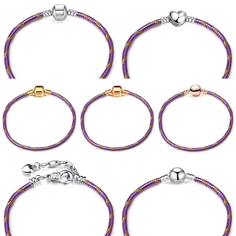 Purple Exquisite Bracelet New Fashion Basic Chain Charm Bead Bangles Supplies Women DIY Fine Jewelry Making Girl's Birthday Gift