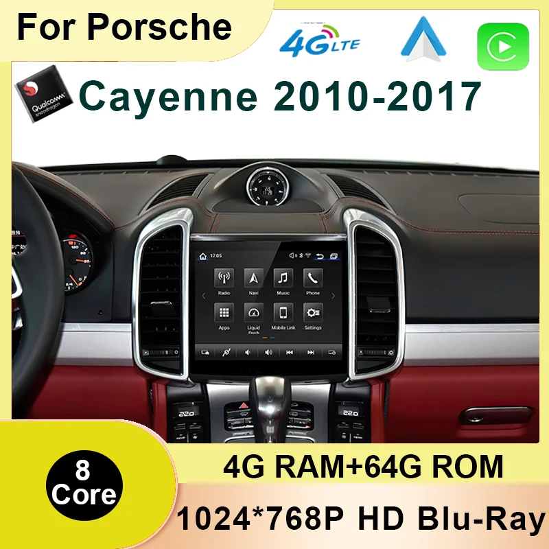 Carplay Auto For Porsche Cayenne 2010-2017 Android 11 Car Multimedia Player Radio Navigation Qualcomm WIFI 4G DSP GPS Bluetooth