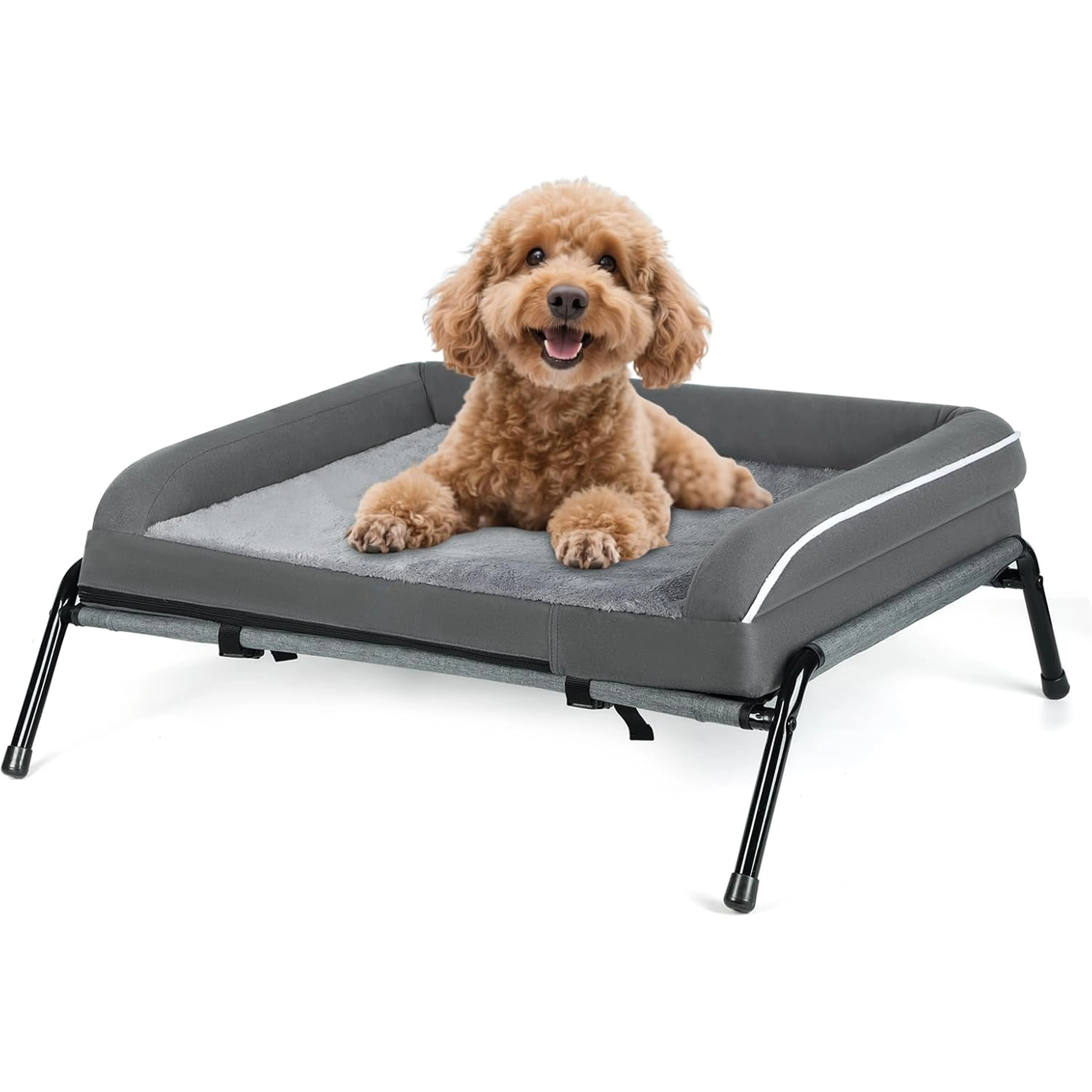 

High Quality Wholesale Factory Rectangle Removable Polyester Washable Elevated Custom Memory Foam Pet Dog Bed