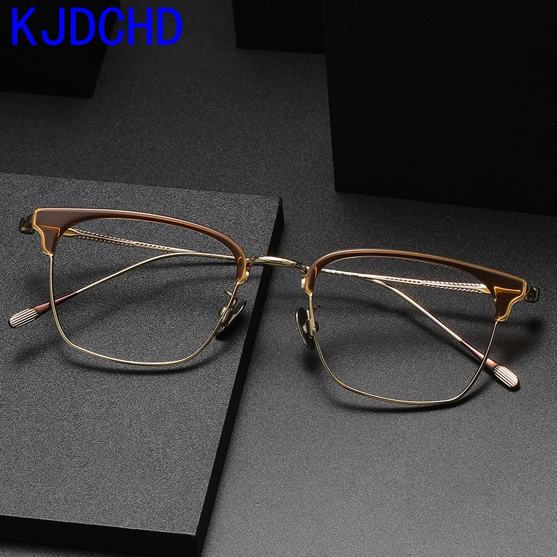 2024 Acetate Titanium Glasses Frame Men Vintage Square Prescription Eyeglasses Frames Women Optical Spectacles Korean Eyewear