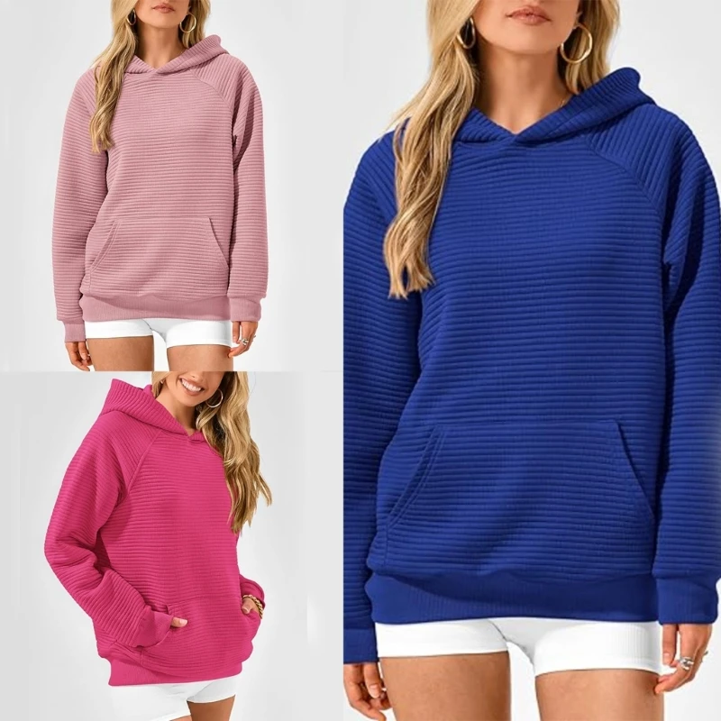 Ladies' Oversized Cotton Sweatshirt with Loose Hooded Streetwear Comfortable Long Sleeve Pullover for Fashionable Outfits