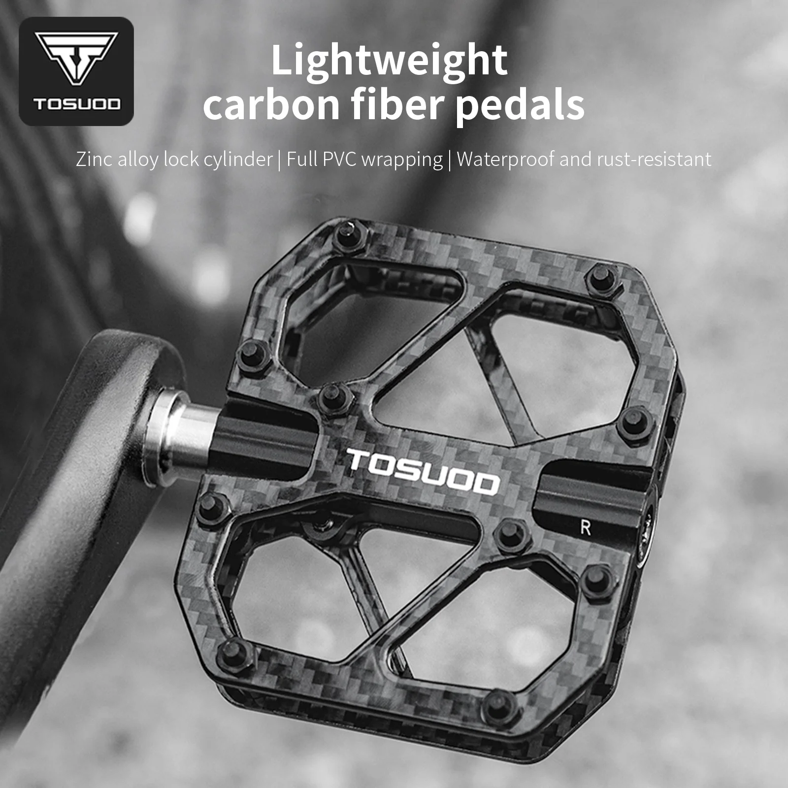

TOSUOD Bicycle Pedals Carbon Fiber Ultralight Non Slip Cycling Platform Bearing High Performance Bike Pedal Cycling Accessories