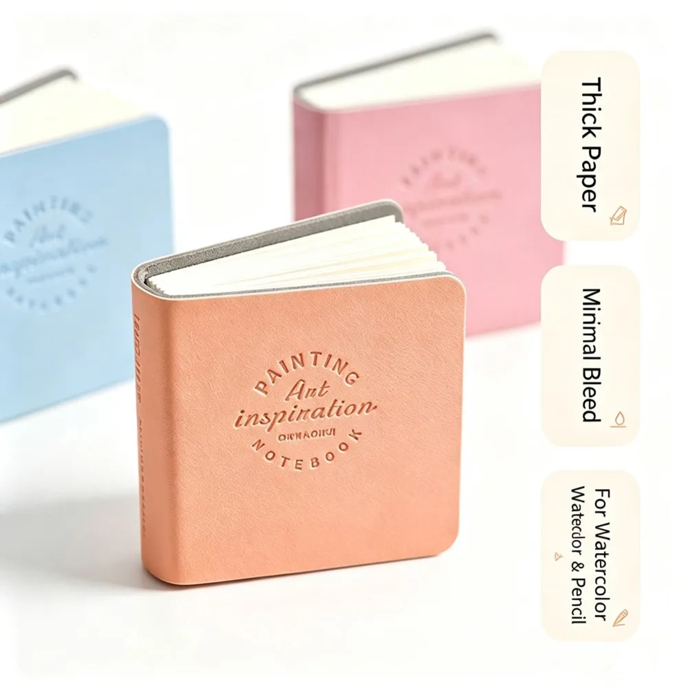 3 Pcs Small Watercolor Drawing Book Square Art Pad Portable Journal for Travel Outdoor Sketching