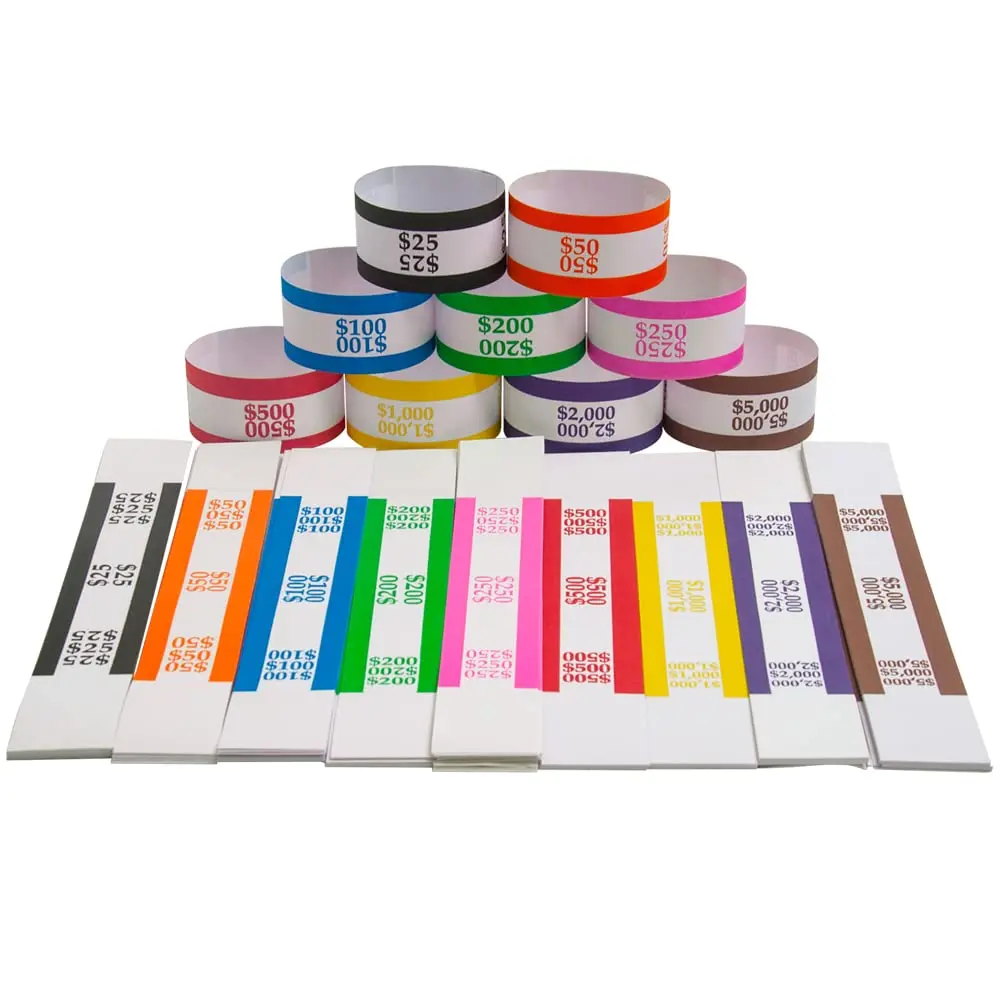 

NATURABEL Assorted Currency Straps, Money Band Bundles Self Sealing for Bill Wrappers