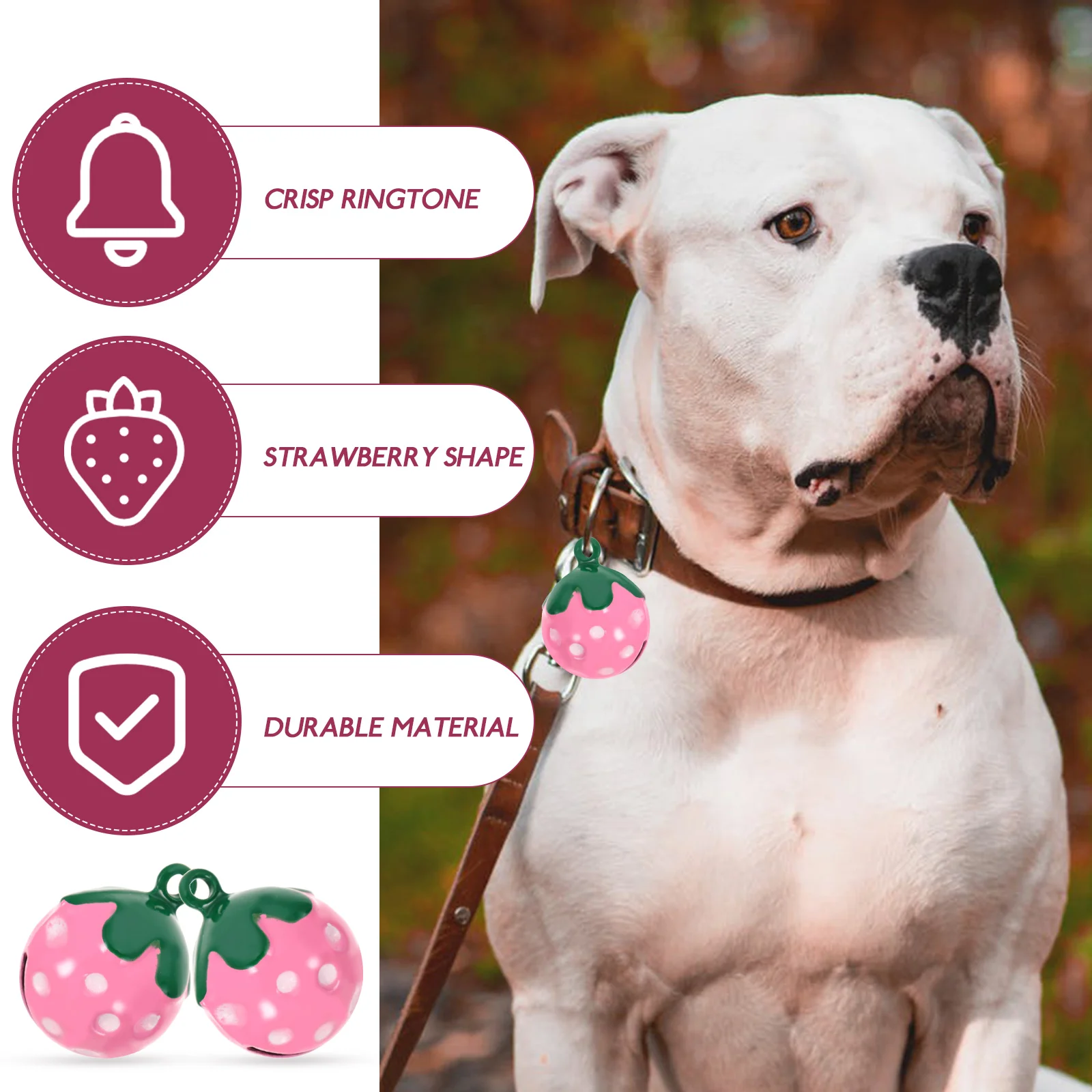 

10pcs Strawberry Shape Pet Bells Mini Copper DIY Charm Dog Necklace Pendants Bell Pendant Earring Charms Bracelet Keychain