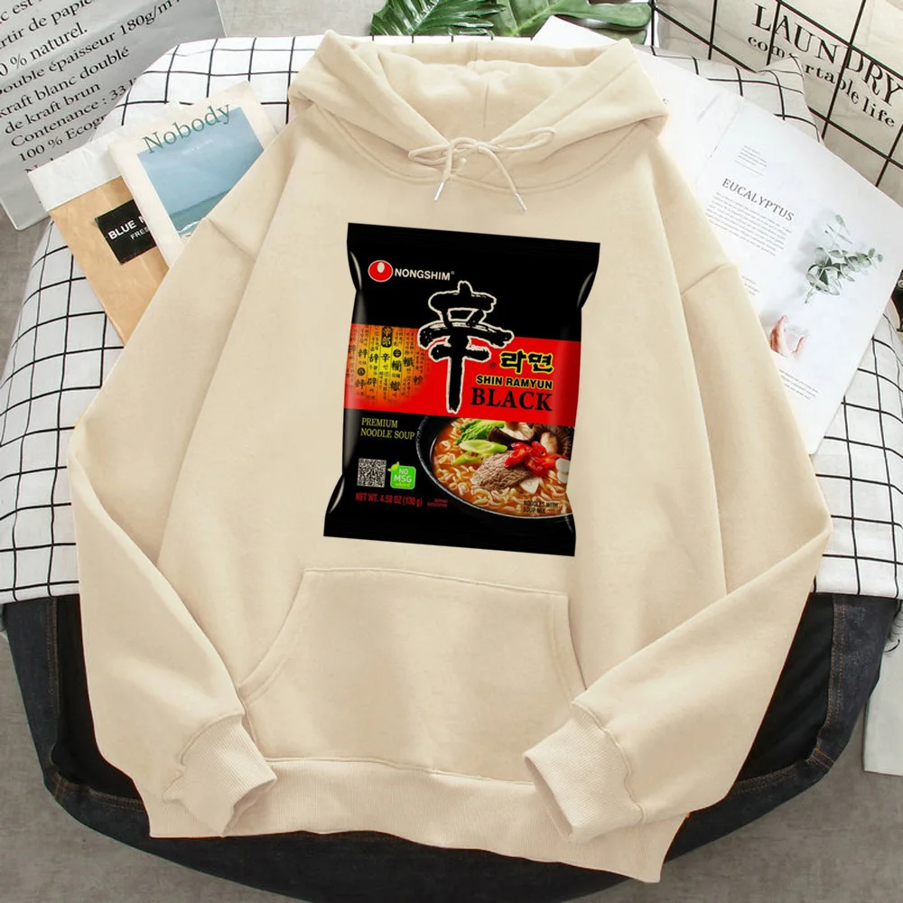 

Shin Ramen hoodie patterned clothes for teens comic manga casual wear female pullover modern style elegant pattern trendy