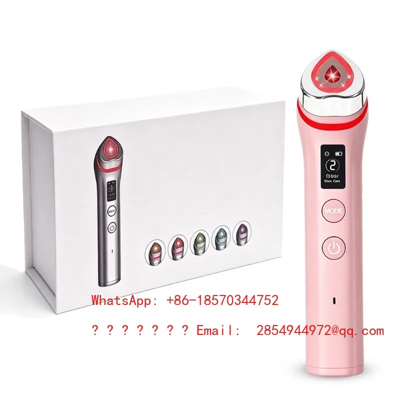 New Product 5 Color Light Introducer Vibration Micro-current Massager Red and Blue Water Light Pore Beauty Instrument