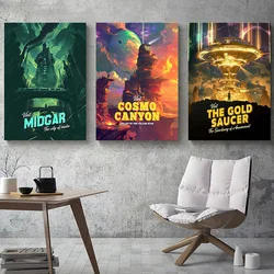 Final Fantasy Set of 3 The Gold Saucer Cosmo Canyon Midgar Poster Print Wall Art Pictures Canvas Painting Room Home Decor Gift