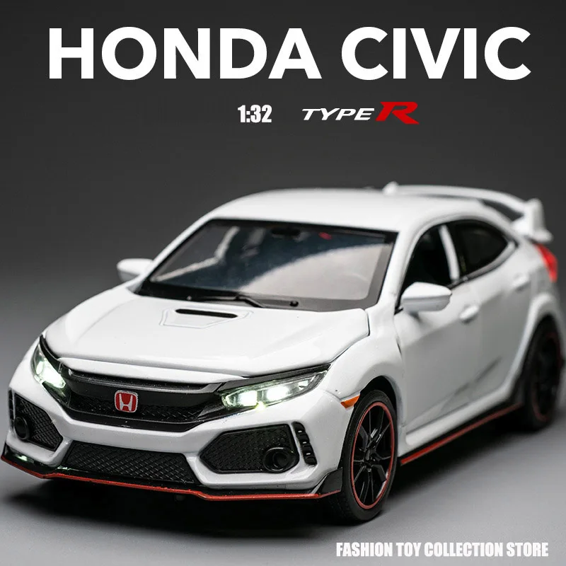 1: 32 CIVIC TYPE R Fast&Furious Alloy Car Model Diecasts Toy With Sound and Light Vehicles Decoration Toys For Kids Gift